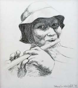 01 Flute Player, 14x11 inches, pencil on paper, 1975