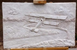 11a-Bas-Relief, Lindbergh Following the Nueces, 17x28 inches, cast concrete, 2012