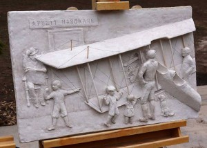 13 Bas-Relief, Lindbergh Crash, 17x28 inches, cast concrete, 2013