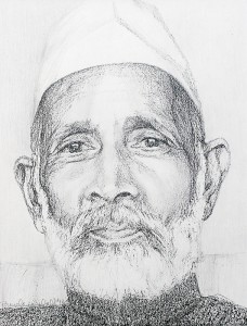 16 Babuji in Denmark, 14x11 inches, pencil on paper, 1994