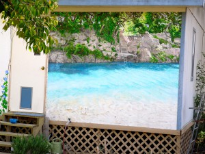 4-Mural-Apache Bend, acrylic on house exterior wall, Camp Wood, Texas, 2011