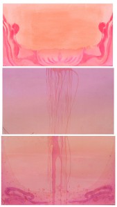 07 Triptych, Grace - 17 x 28inches, Flow - 16 x 27 inches, Chalice - 15 x 26 inches, acrylic on canvas, 2014